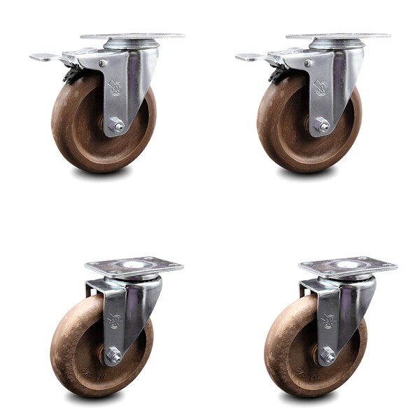 Service Caster 5 Inch High Temp Glass Filled Nylon Top Plate Caster Total Lock Brakes SCC, 2PK SCC-TTL20S514-GFNSHT-2-S-2 - main